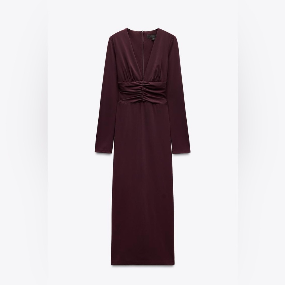 Zara Deep Burgundy Long Sleeve Dress - Picture 3 of 6